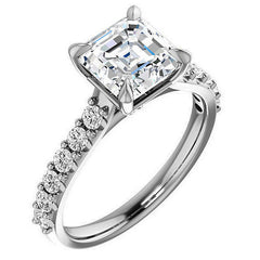 Asscher shaped Moissanite Engagement Ring