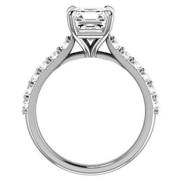 Asscher shaped Moissanite Engagement Ring