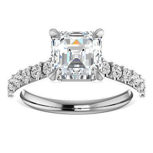 Asscher shaped Moissanite Engagement Ring