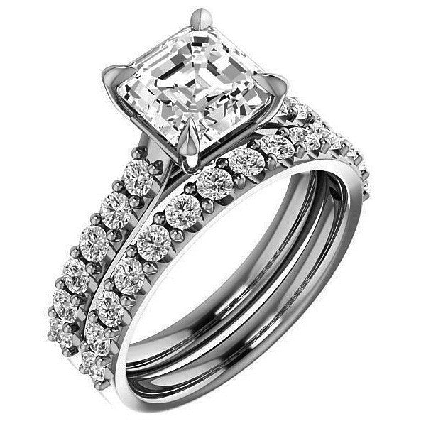 Asscher shaped Moissanite Engagement Ring