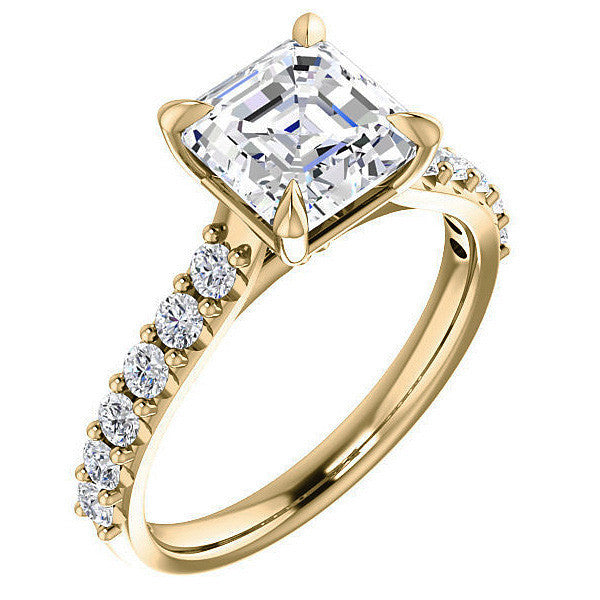 Asscher shaped Moissanite Engagement Ring