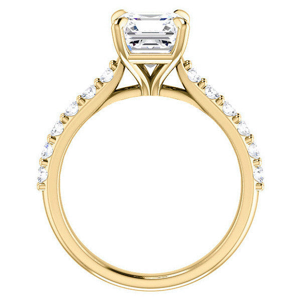 Asscher shaped Moissanite Engagement Ring