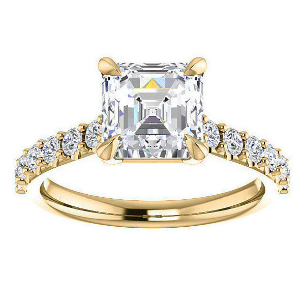 Asscher shaped Moissanite Engagement Ring