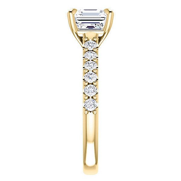 Asscher shaped Moissanite Engagement Ring