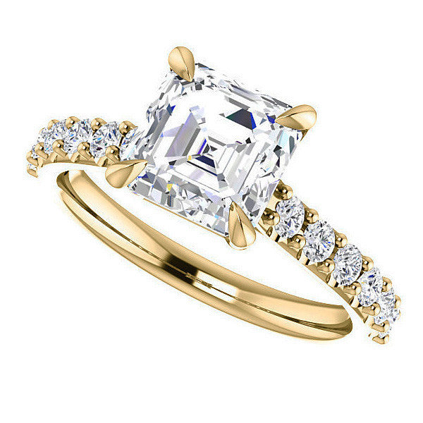 Asscher shaped Moissanite Engagement Ring
