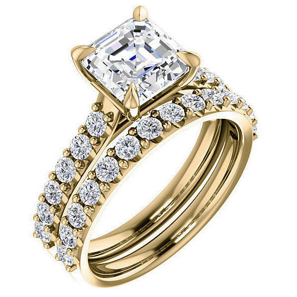Asscher shaped Moissanite Engagement Ring