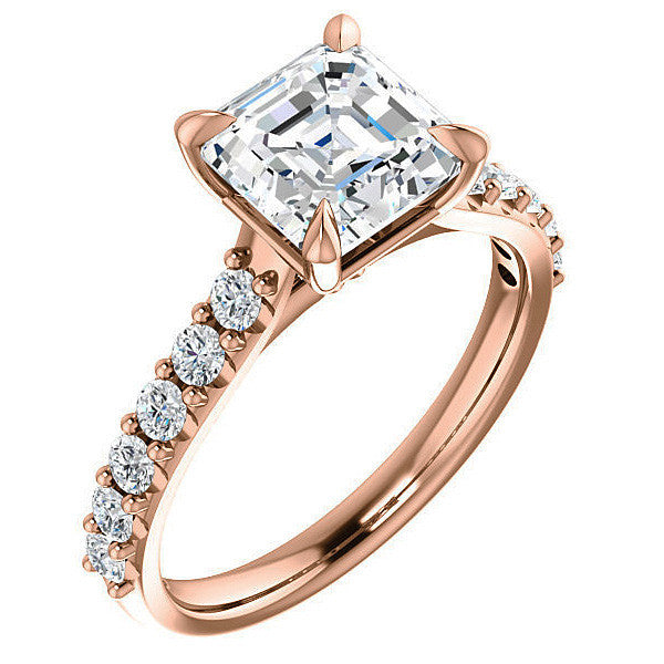 Asscher shaped Moissanite Engagement Ring