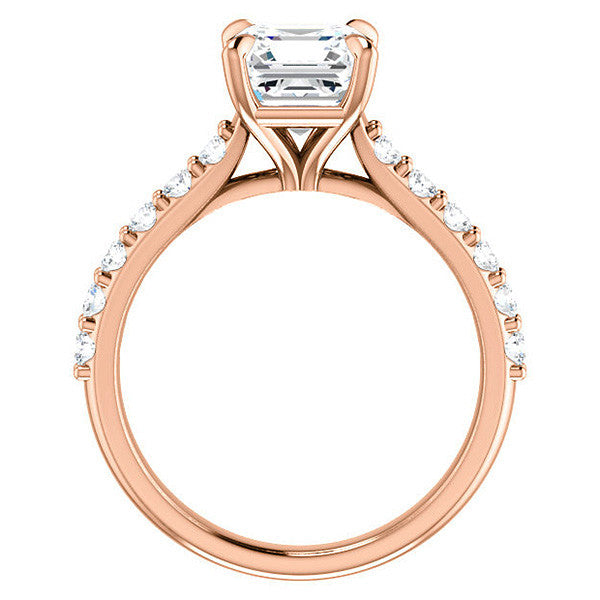 Asscher shaped Moissanite Engagement Ring