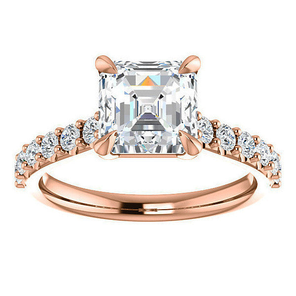 Asscher shaped Moissanite Engagement Ring