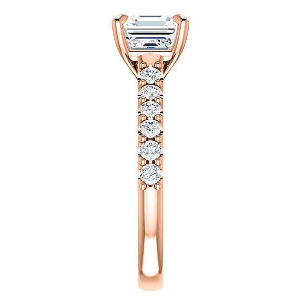 Asscher shaped Moissanite Engagement Ring