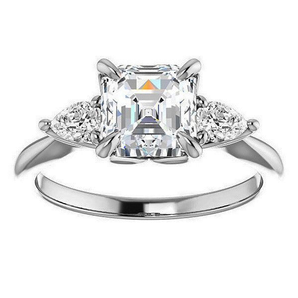 Asscher and Pear Moissanite Engagement Ring