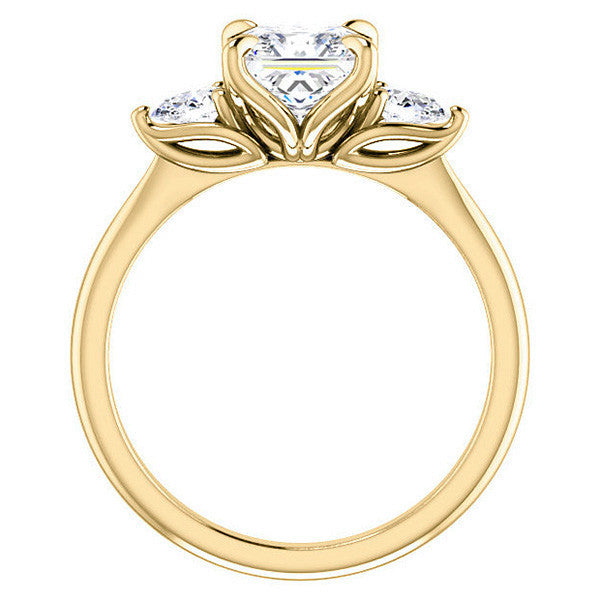 Asscher and Pear Moissanite Engagement Ring