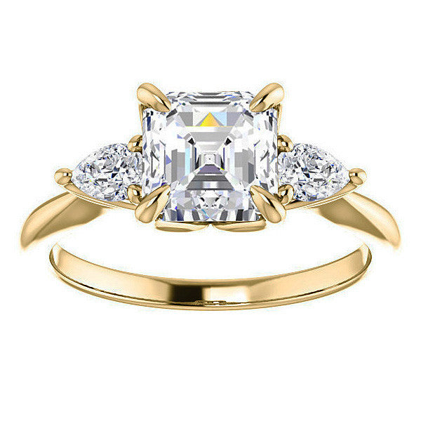Asscher and Pear Moissanite Engagement Ring