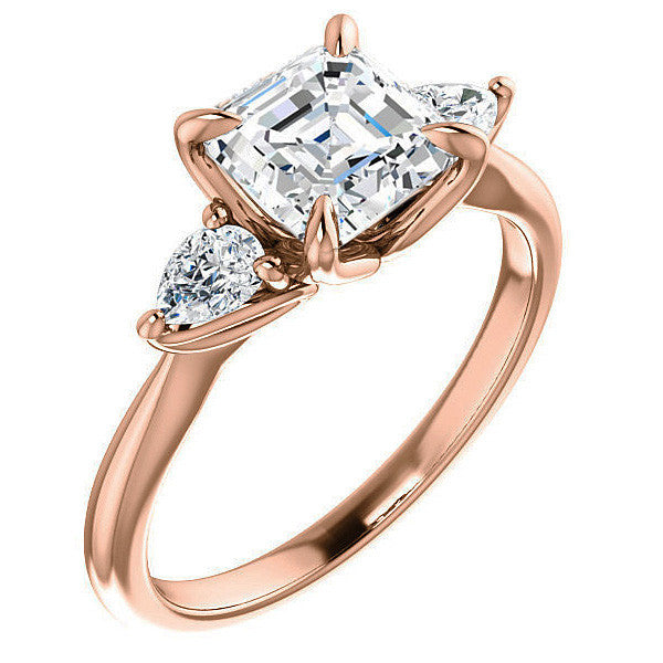 Asscher and Pear Moissanite Engagement Ring