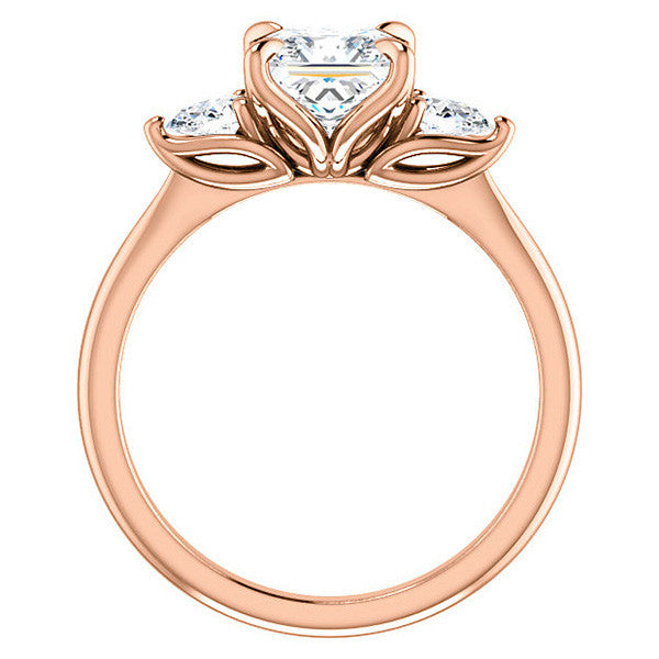 Asscher and Pear Moissanite Engagement Ring