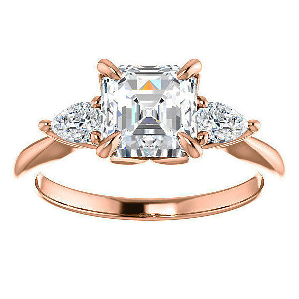 Asscher and Pear Moissanite Engagement Ring
