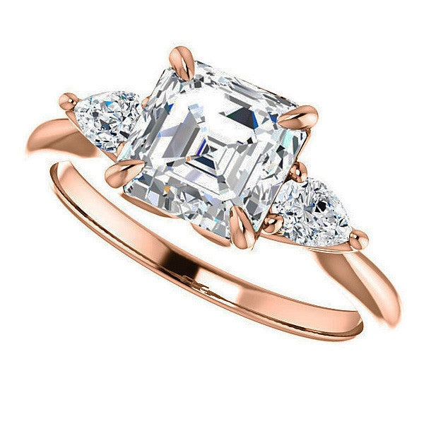 Asscher and Pear Moissanite Engagement Ring