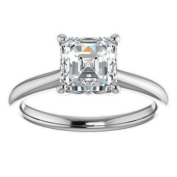 Asscher Moissanite Solitaire Ring