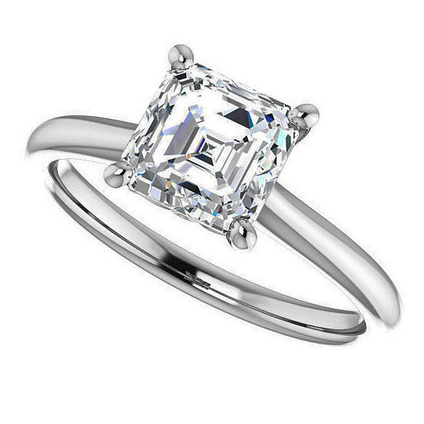 Asscher Moissanite Solitaire Ring