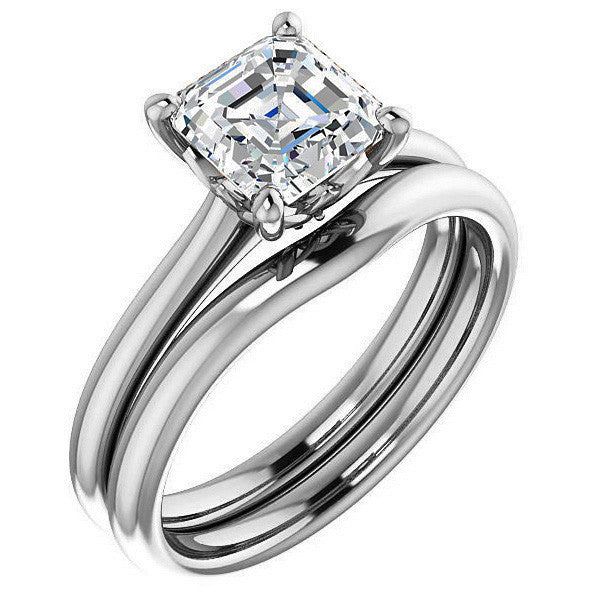 Asscher Moissanite Solitaire Ring