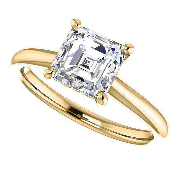 Asscher Moissanite Solitaire Ring