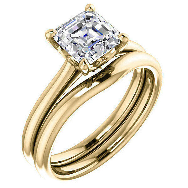 Asscher Moissanite Solitaire Ring