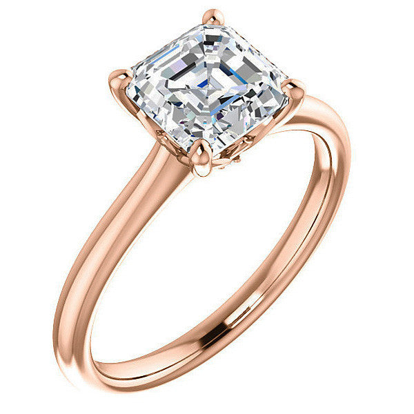 Asscher Moissanite Solitaire Ring