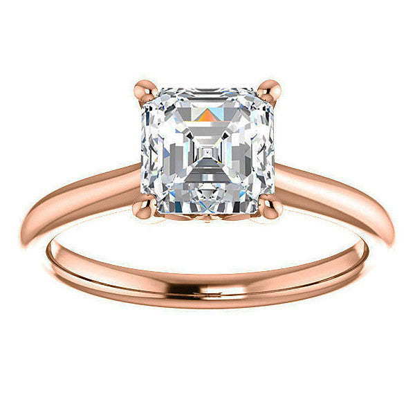 Asscher Moissanite Solitaire Ring