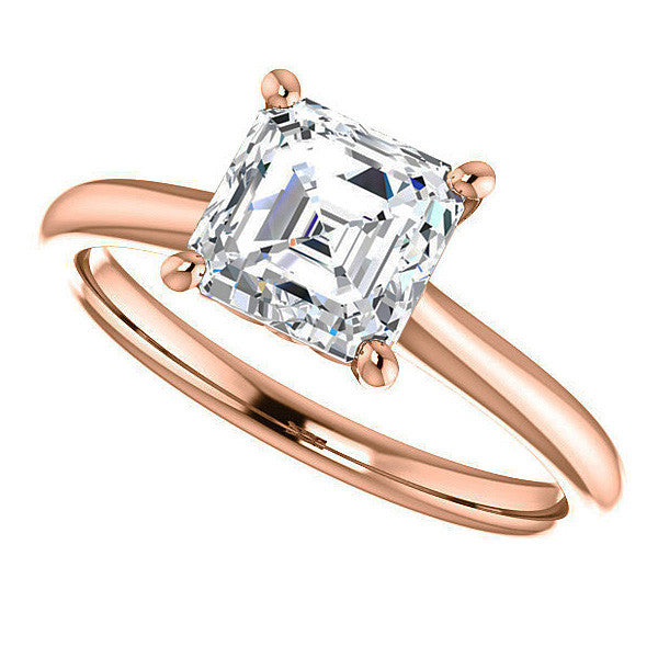 Asscher Moissanite Solitaire Ring