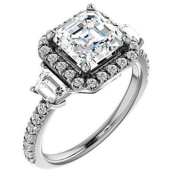 Asscher Three Stone style Engagement Ring