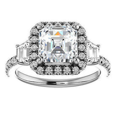 Asscher Three Stone style Engagement Ring