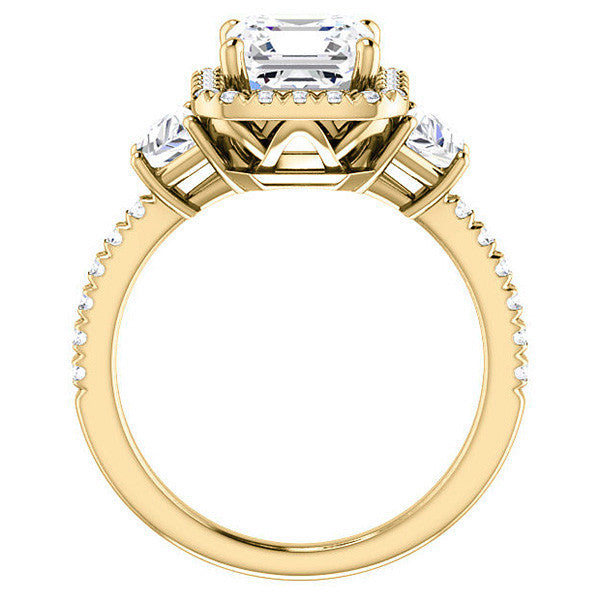 Asscher Three Stone style Engagement Ring