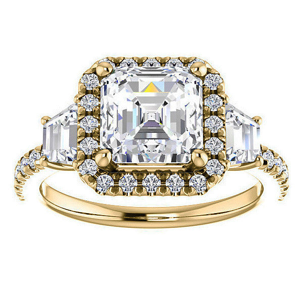 Asscher Three Stone style Engagement Ring