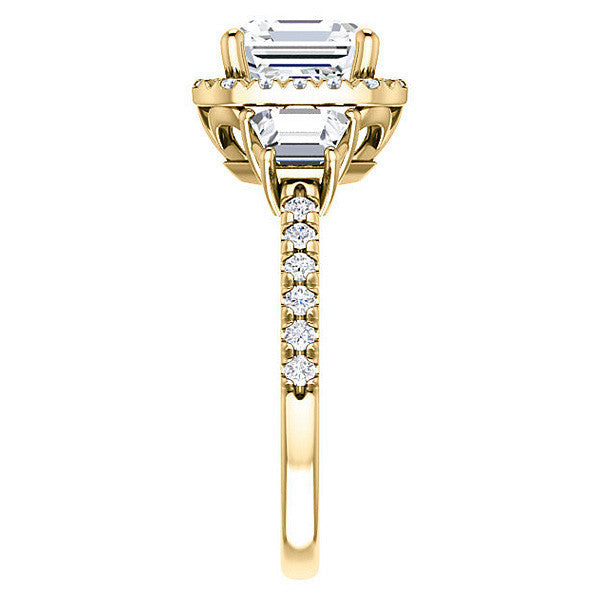 Asscher Three Stone style Engagement Ring