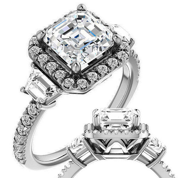 Asscher Three Stone style Engagement Ring