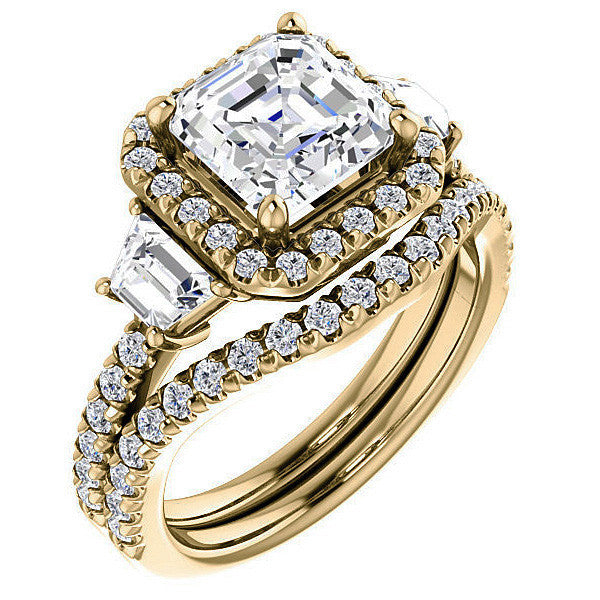 Asscher Three Stone style Engagement Ring