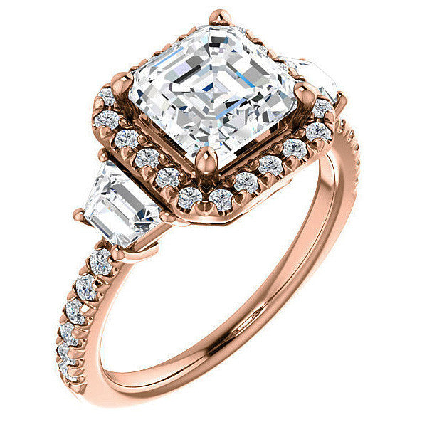 Asscher Three Stone style Engagement Ring