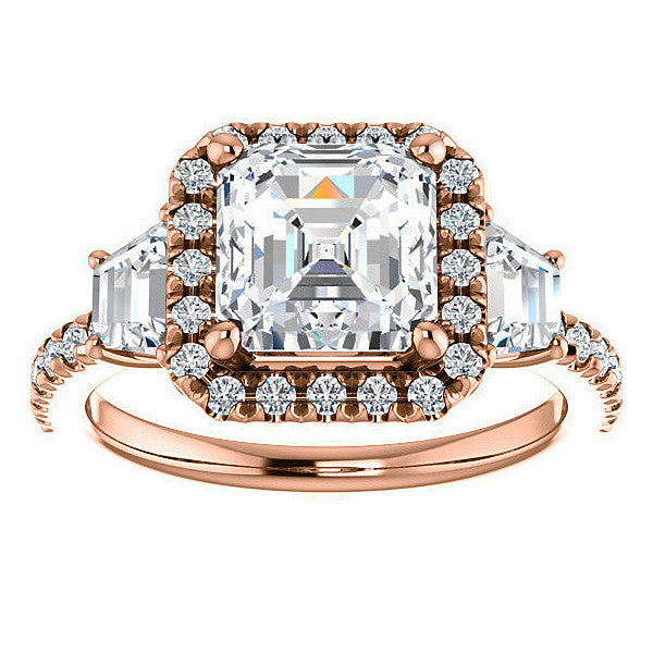 Asscher Three Stone style Engagement Ring