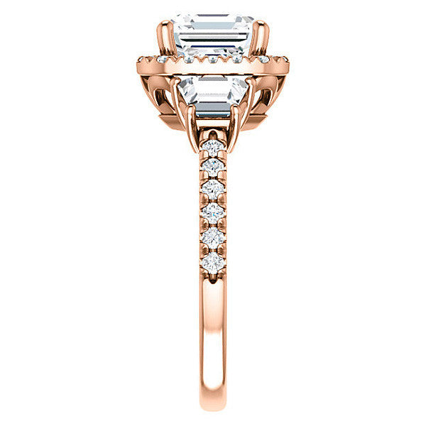 Asscher Three Stone style Engagement Ring