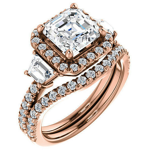 Asscher Three Stone style Engagement Ring