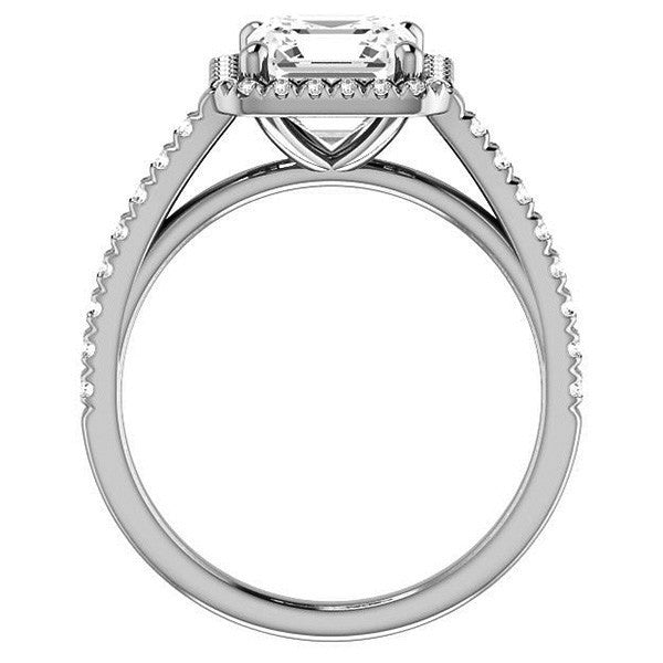 Asscher Cut Halo Cathedral Engagement Ring