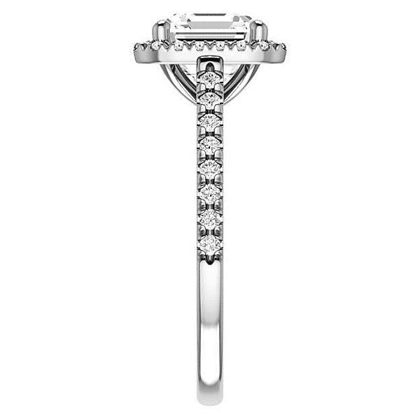 Asscher Cut Halo Cathedral Engagement Ring