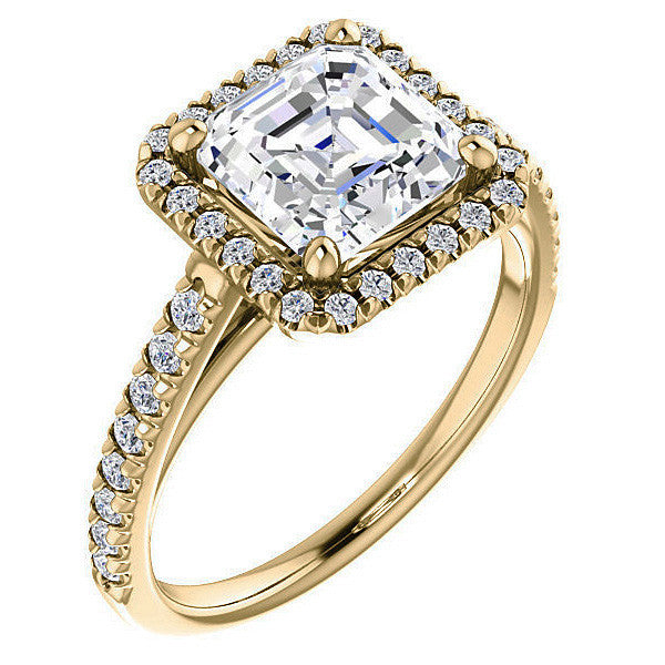 Asscher Cut Halo Cathedral Engagement Ring