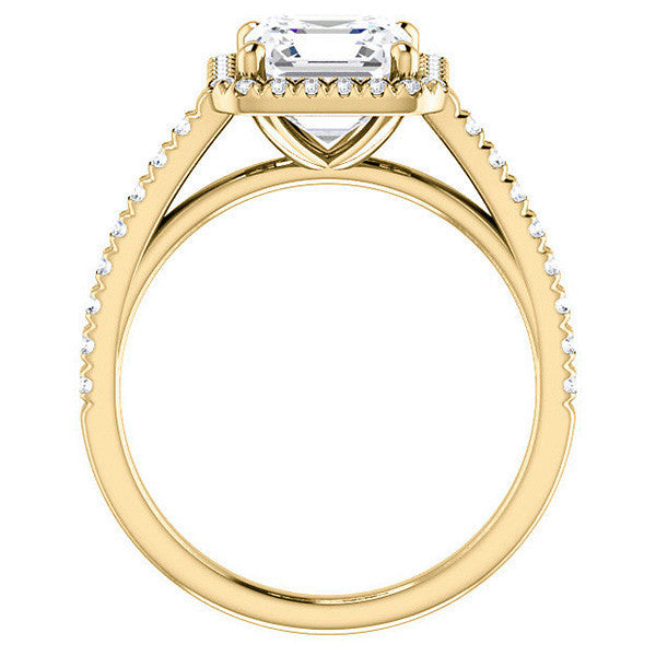 Asscher Cut Halo Cathedral Engagement Ring