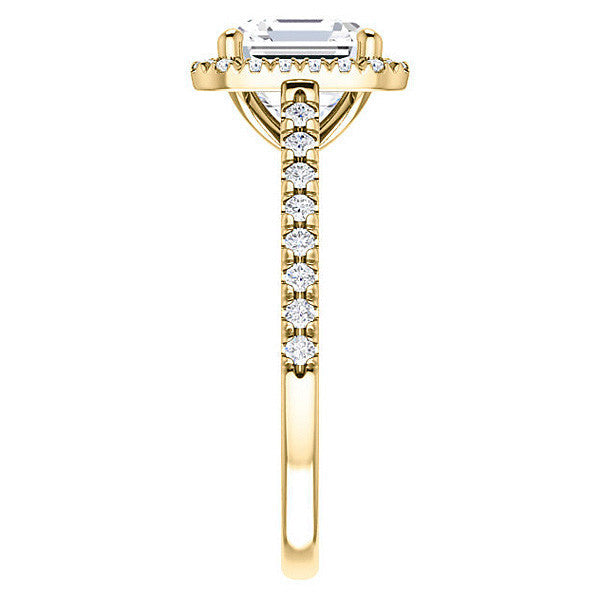 Asscher Cut Halo Cathedral Engagement Ring