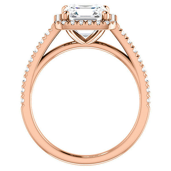 Asscher Cut Halo Cathedral Engagement Ring