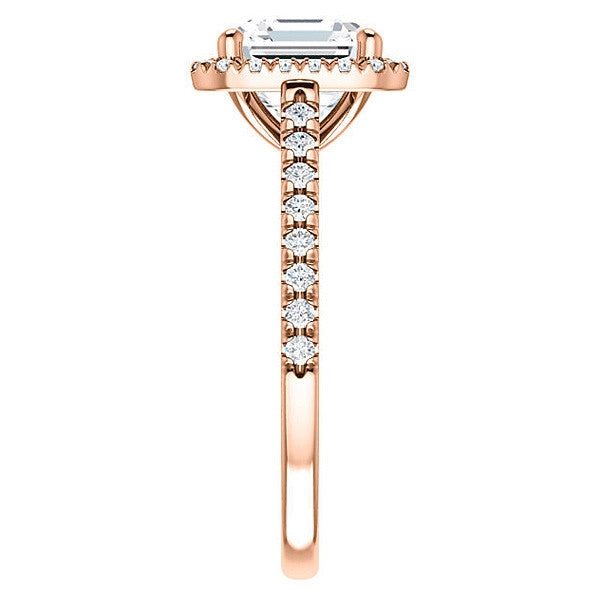 Asscher Cut Halo Cathedral Engagement Ring