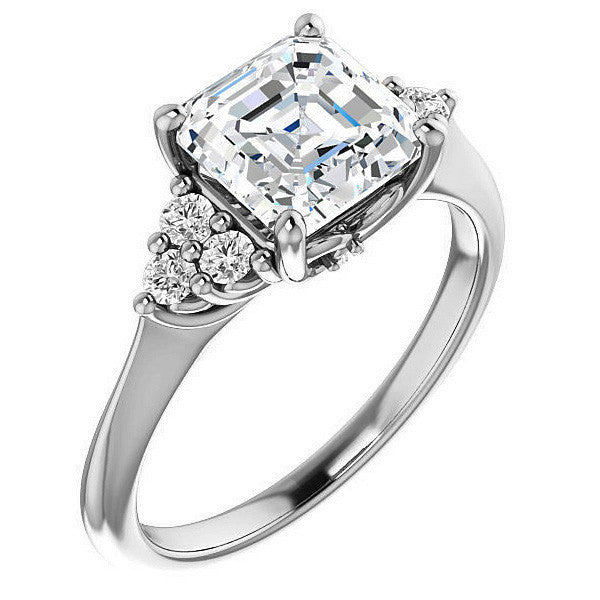 Asscher Cut Cathedral Solitaire Ring