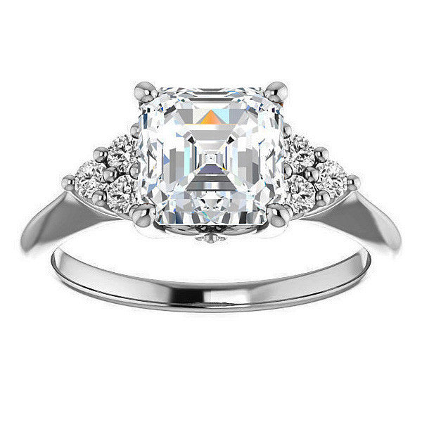 Asscher Cut Cathedral Solitaire Ring