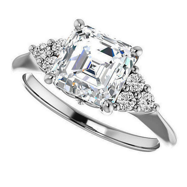 Asscher Cut Cathedral Solitaire Ring